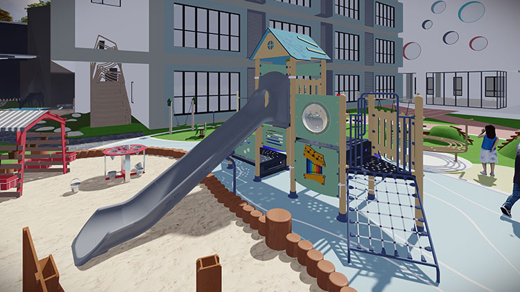 COWBOY Attractive Outdoor Kids Playground Set Daycare Playground Equipment