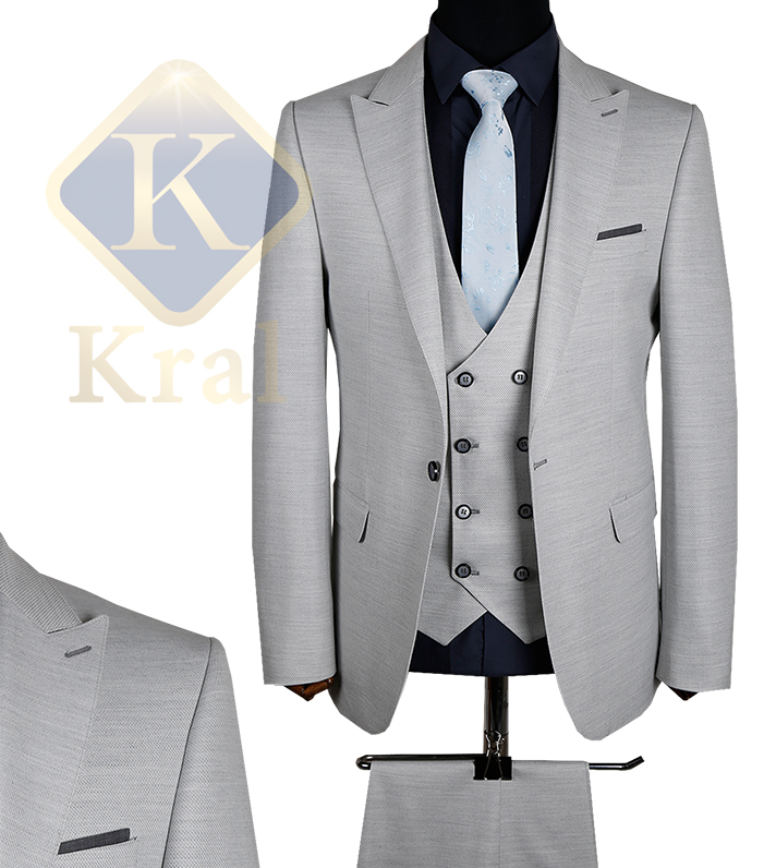 کت و شلوار ساده کرال با ژیله