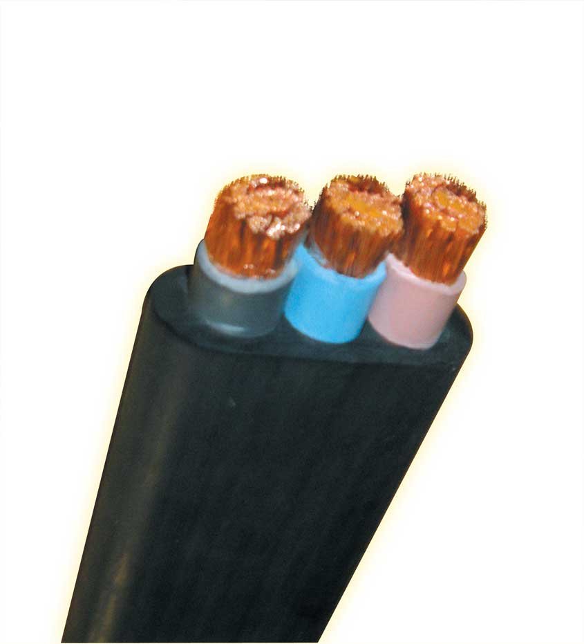 Flat Power Cable with Insulation & Rubber Cladding (Three Strings)