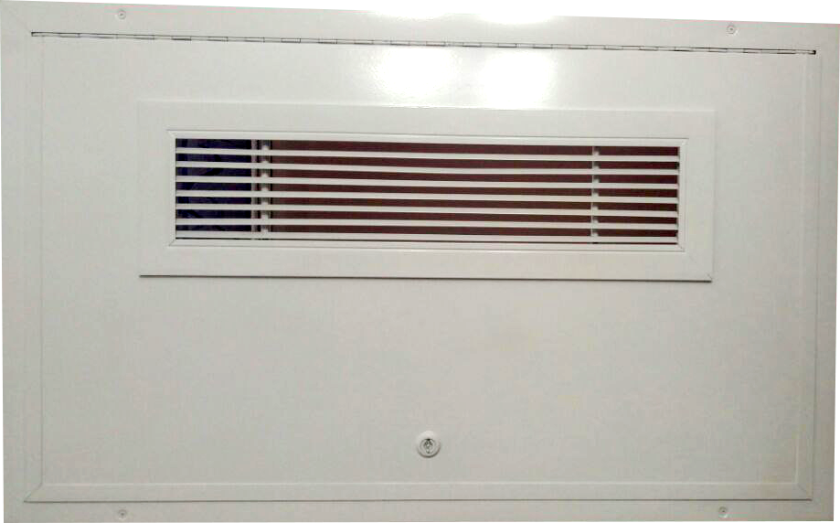 The opening under the fan coil with a 10cm mesh grill