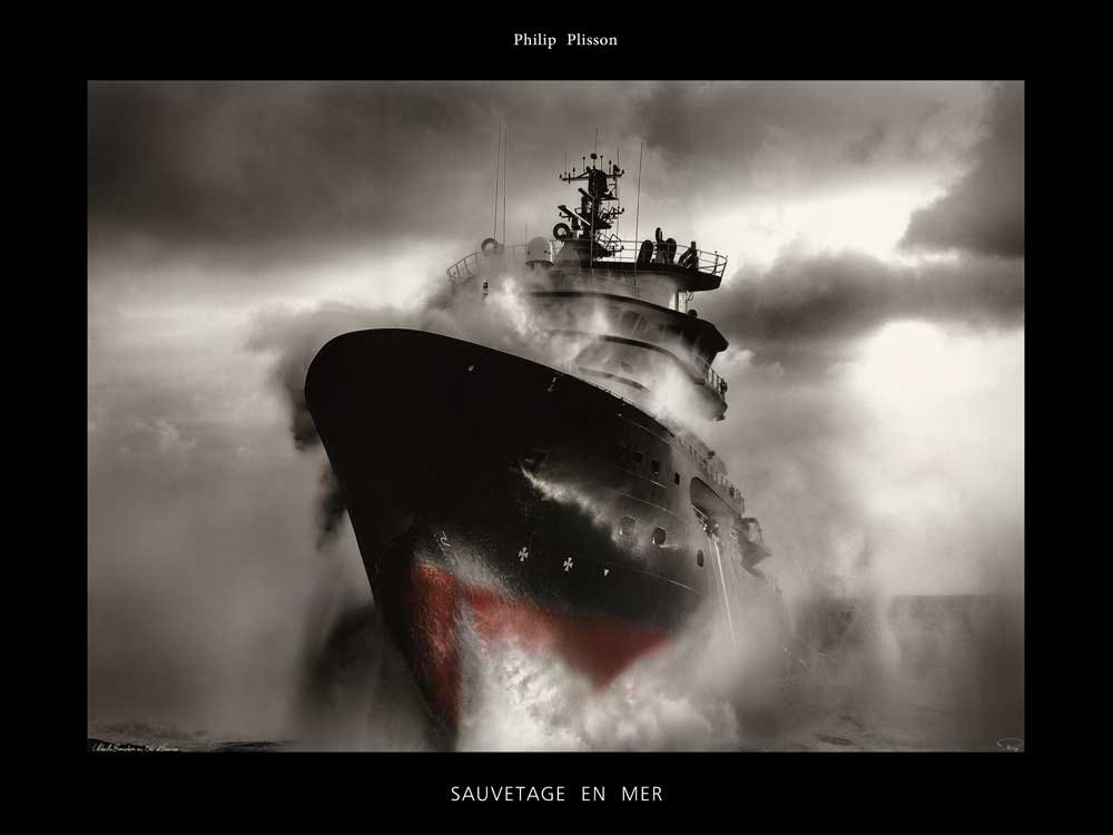 تابلو بوم کشتی در دریای طوفانی