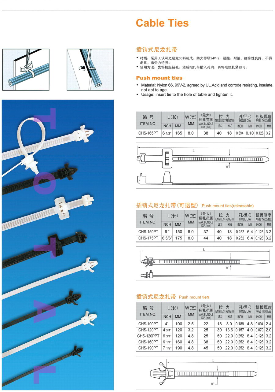 push mount cable tie