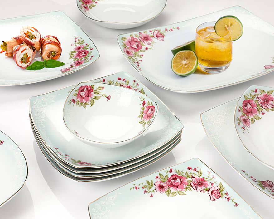 سرویس چینی پاریس طرح آلما فیروزه ای