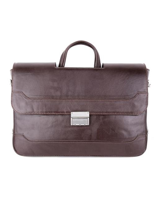 Natural leather office case with two handles single lock code E152