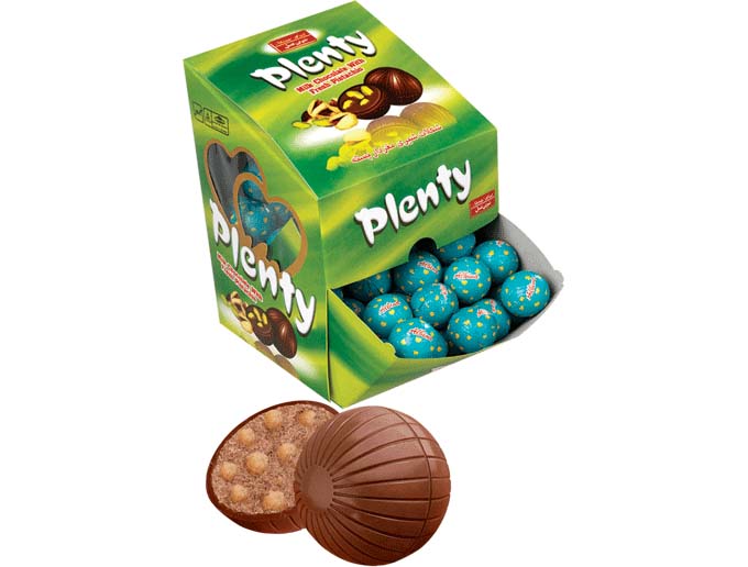 شکلات پلنتی توپی شیری مغزدار پسته ای