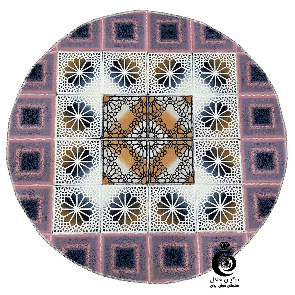 فرش چهل تکه دایره صورتی کد 10164