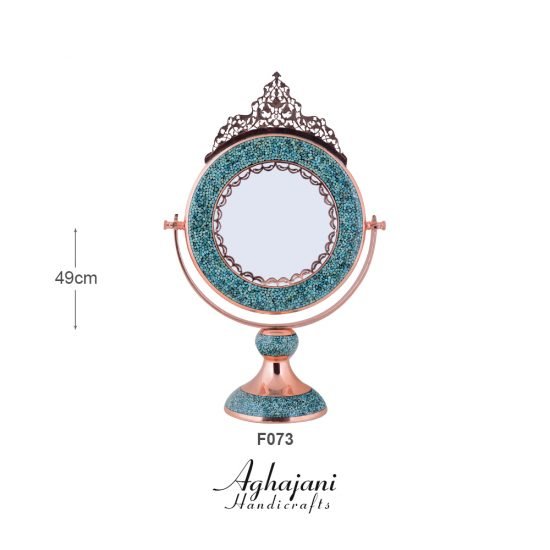 آینه گرد کوچک تاج دار فیروزه کوب برند آقاجانی