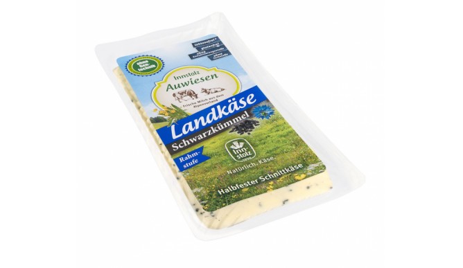 Innstolz Auwiesen country cheese, black cumin, GM slices 500g, without genetic engineering