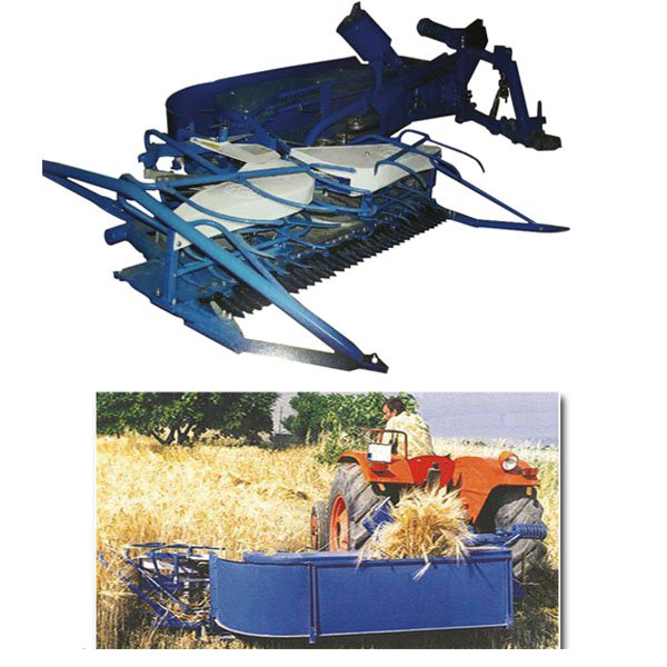 Harvester with belt on the back of the tractor