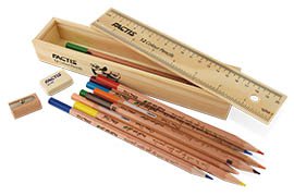 مداد رنگی 12 عددی - جعبه چوبی (همراه با پاکن و تراش)