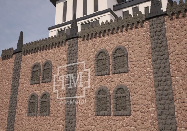 Facing - Panels with stone facade of castle design