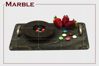 سینی مرمریت مشکی مات