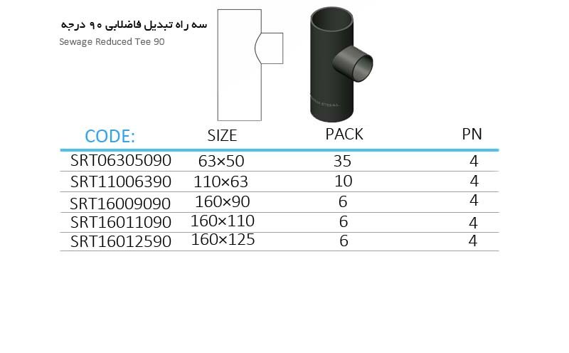 سه راه تبدیل جوشی فاضلابی 90 درجه