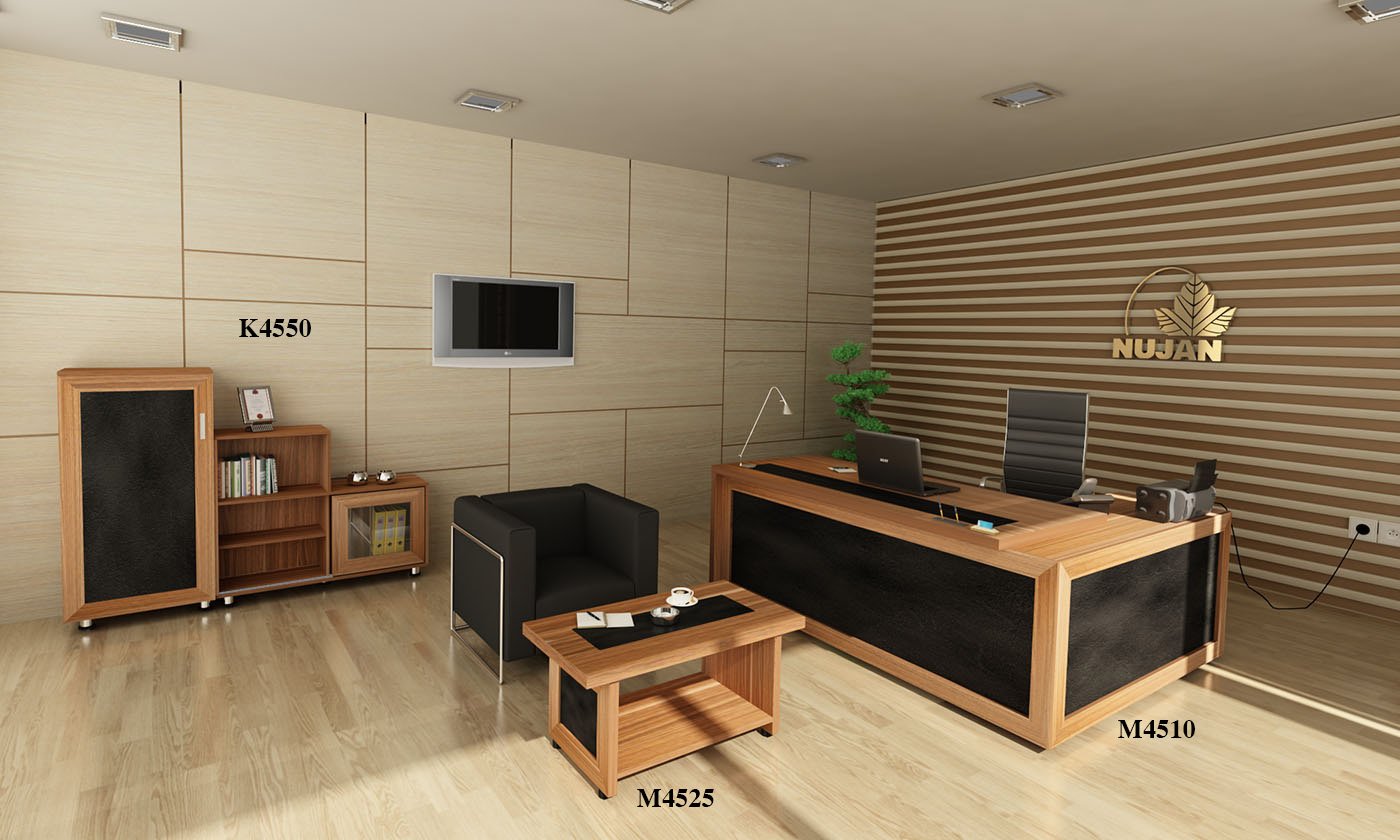 میز مدیریت هیرمند ترکیب ام دی اف و چرم