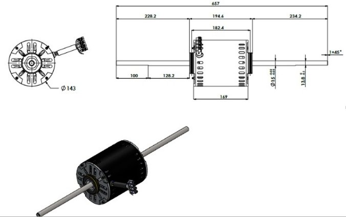 الکتروموتور 450 وات دو شفت