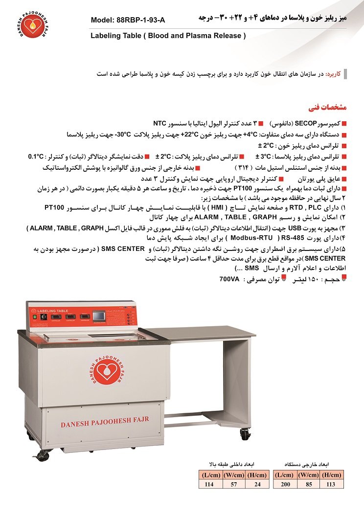 میز ریلیز خون و پلاسما