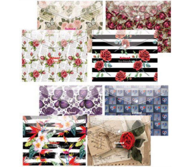 پاکت دکمه دار طرح دار دوبل