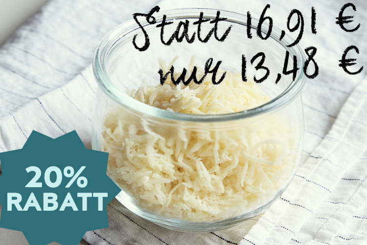 Grated cheese 1kg made from raw milk