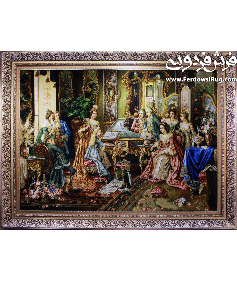 تابلوفرش دستباف طرح پیانو زن استاد عبدالسلام البعاد بزرگ تبریز