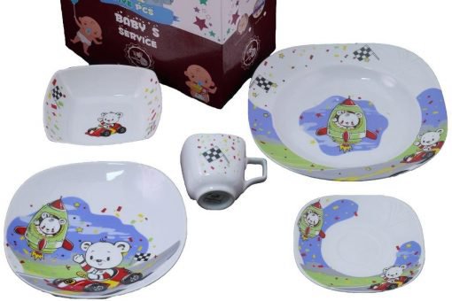 سرویس چینی ۵ پارچه مربع طرح خرس های قهرمان