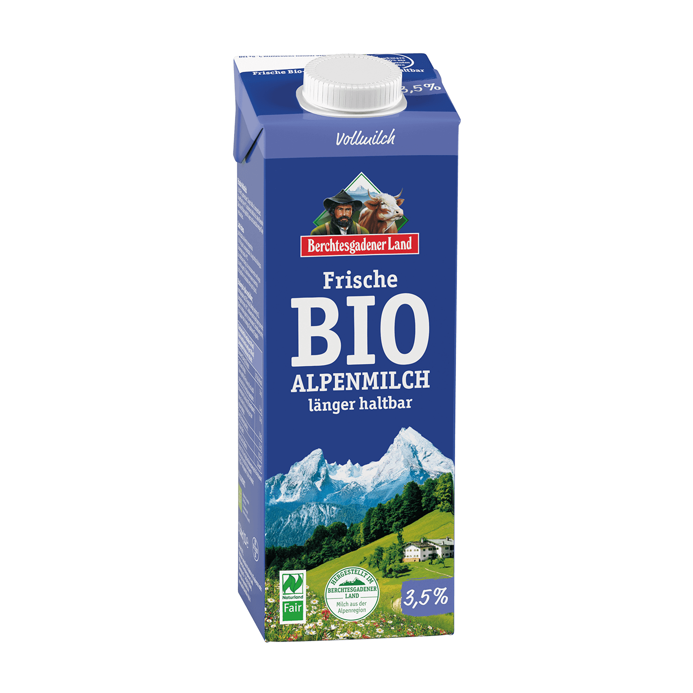 Fresh organic Alpine milk, extended shelf life