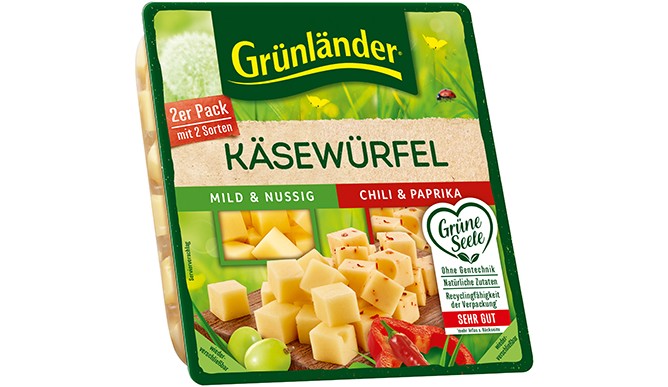 grasslands Cheese Cubes Mild & Nutty / Chili & Paprika 120g