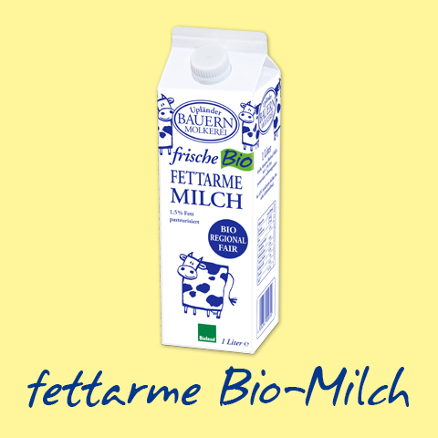 Low-fat organic milk, 1.5% fat, 1 liter